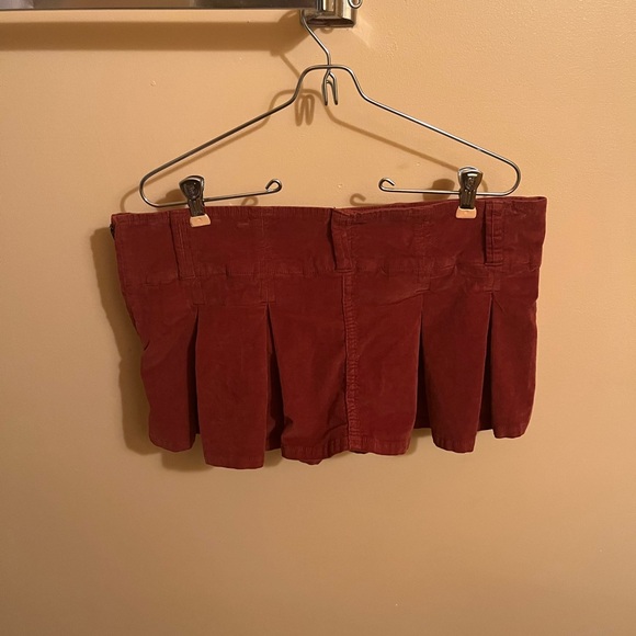 Free People Pleated Micro Mini Cord Skort in Roasted Russet - Picture 3 of 7